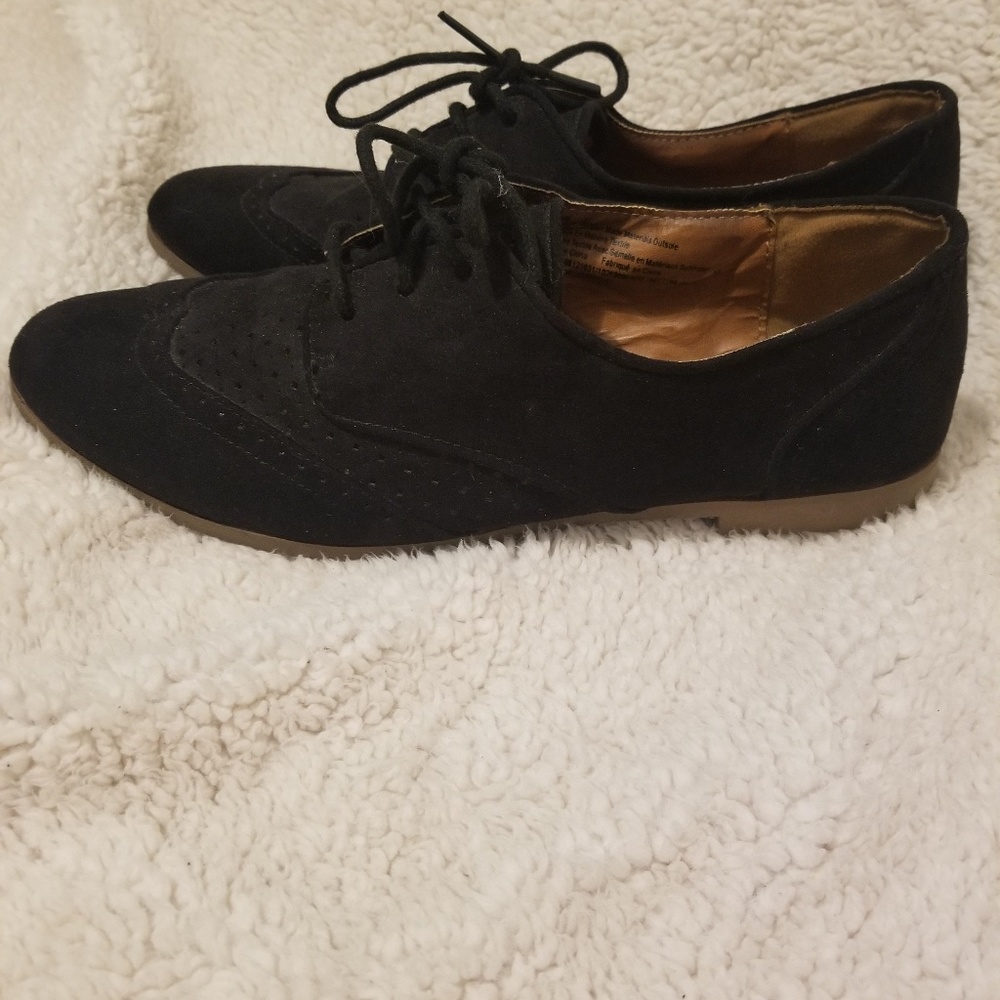 Faux suede oxfords